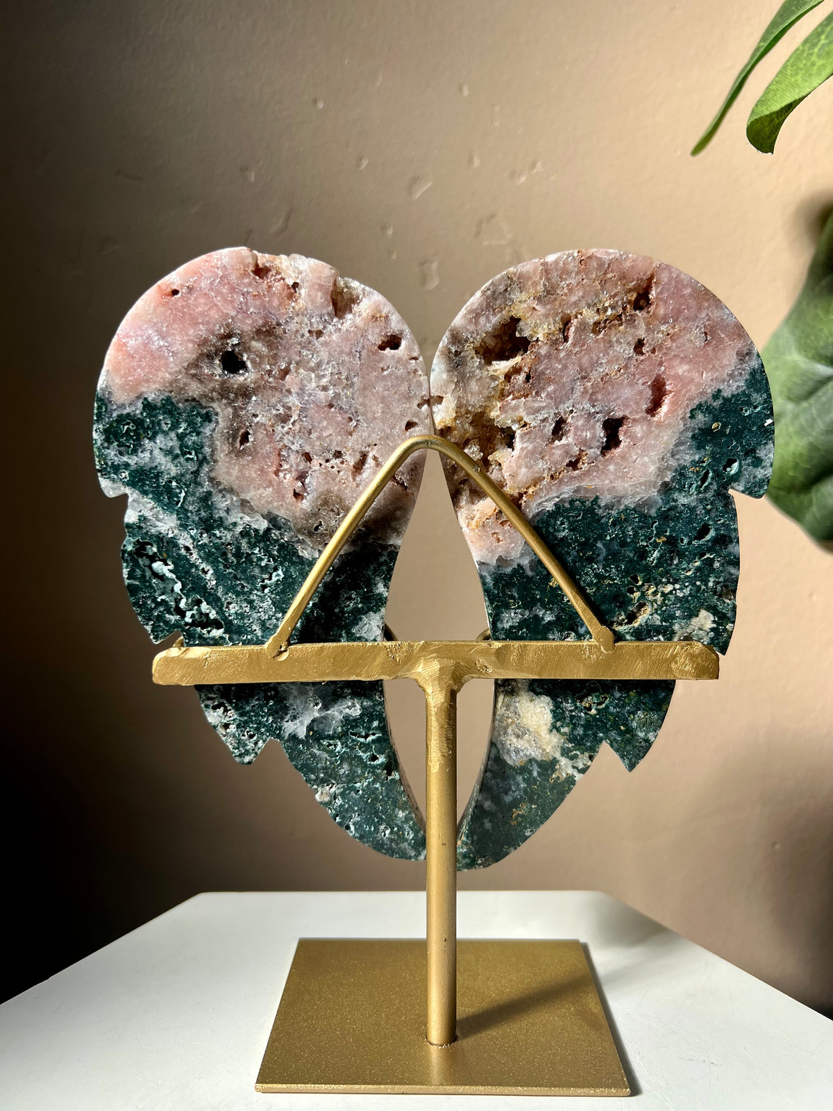 Pink Amethyst Wings on Stand
