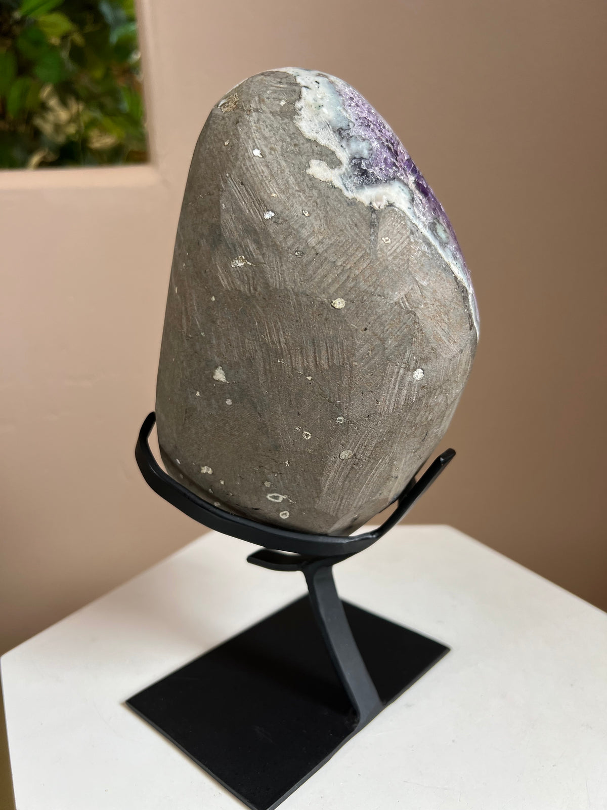 Uruguayan Amethyst w/ calcite (on stand) -G5
