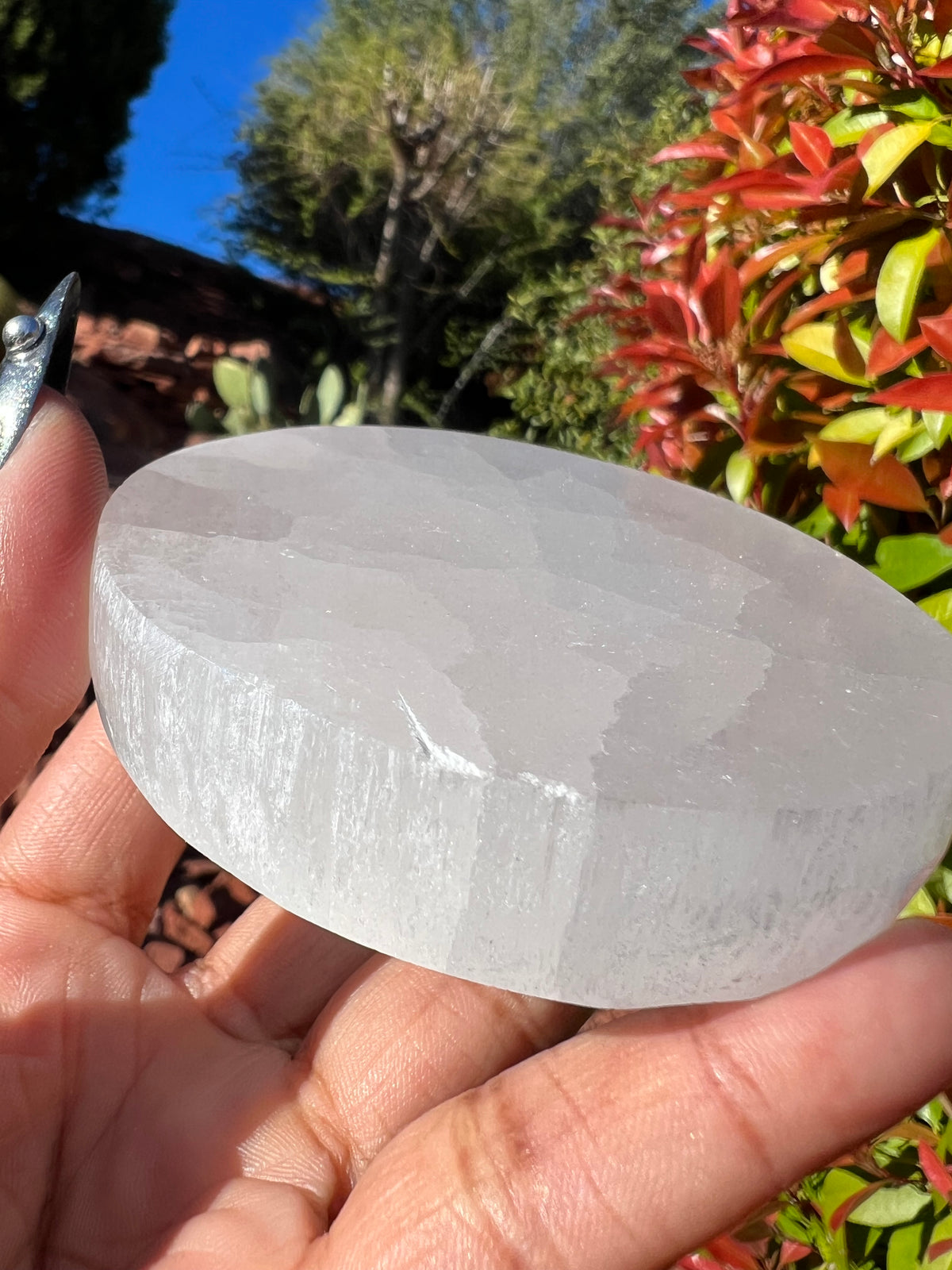 Round Selenite (Satin Spar) Charging Plate- Perfectly Imperfect