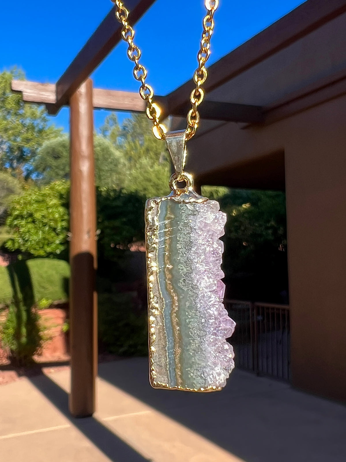 Gold Amethyst Druzy Pendant (Choose your style!)