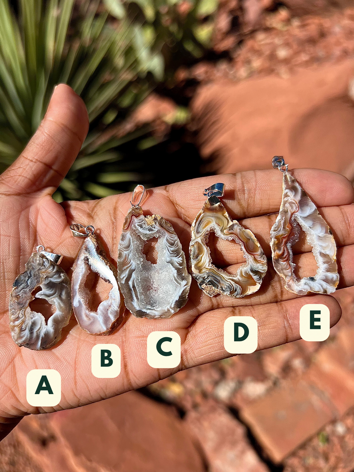 “Chocolate” Agate Slice Pendants (Choose Your Fav