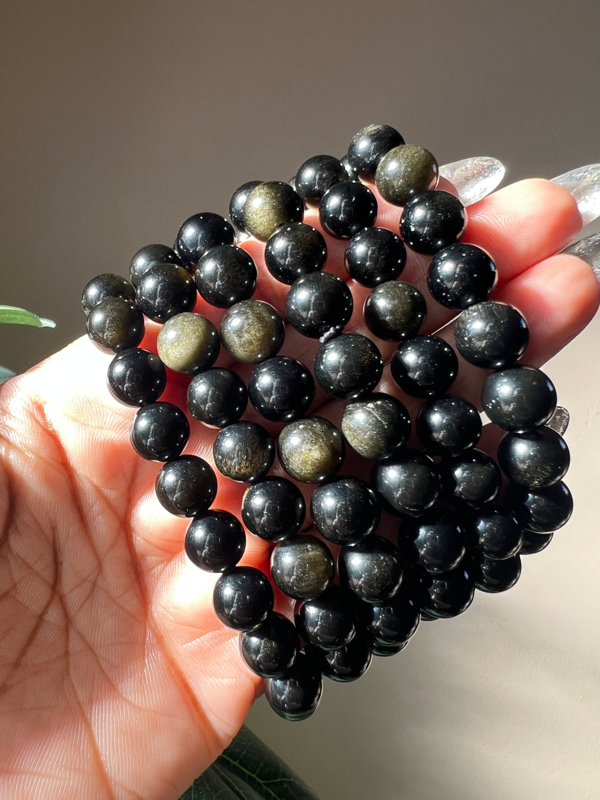 Gold Sheen Obsidian Bracelet- 10mm beads