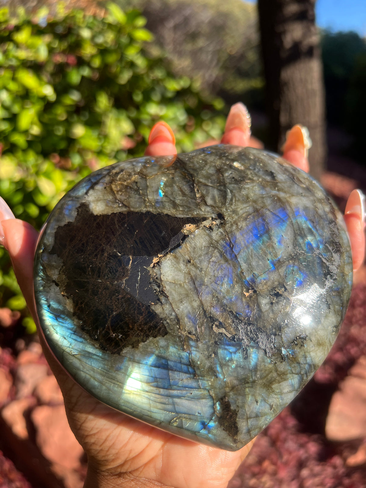 XL High Flash Labradorite Heart