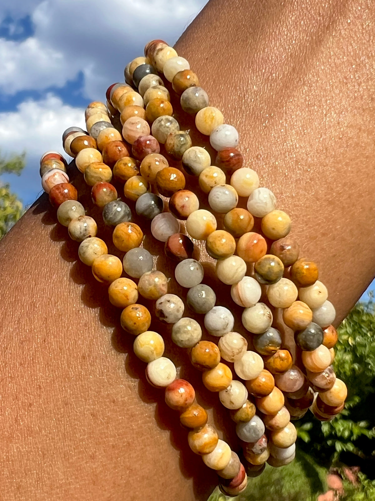 Yellow Crazy Lace Agate- 4mm beads