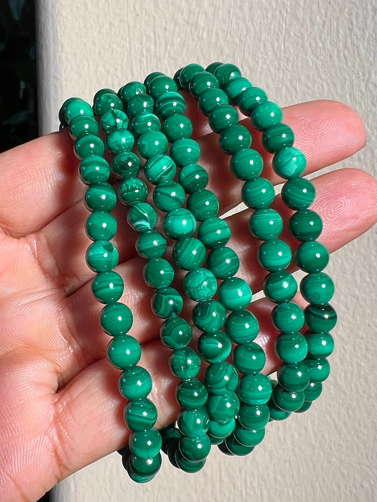 Malachite Bracelet- 6mm beads