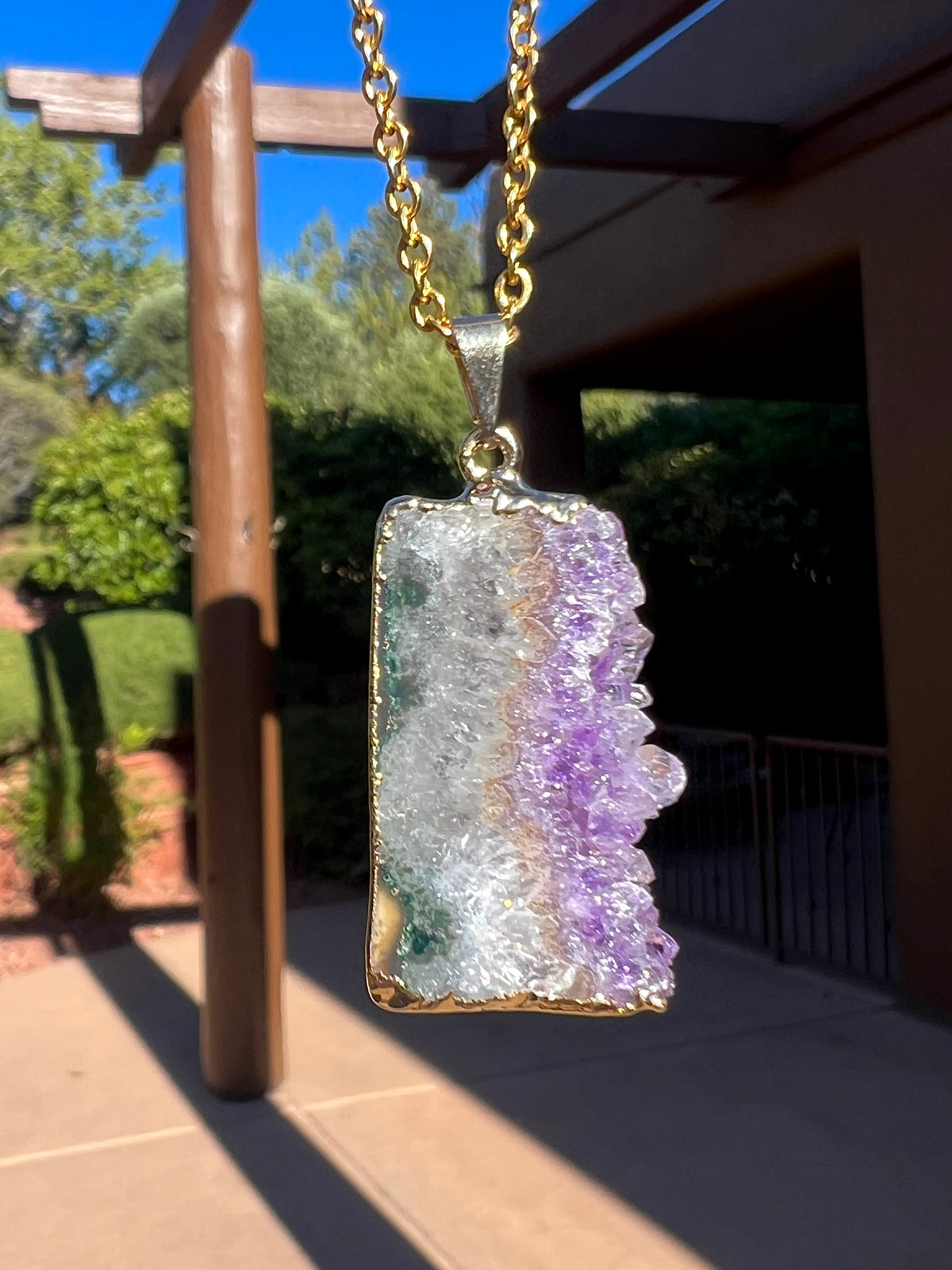 Gold Amethyst Druzy Pendant (Choose your style!)