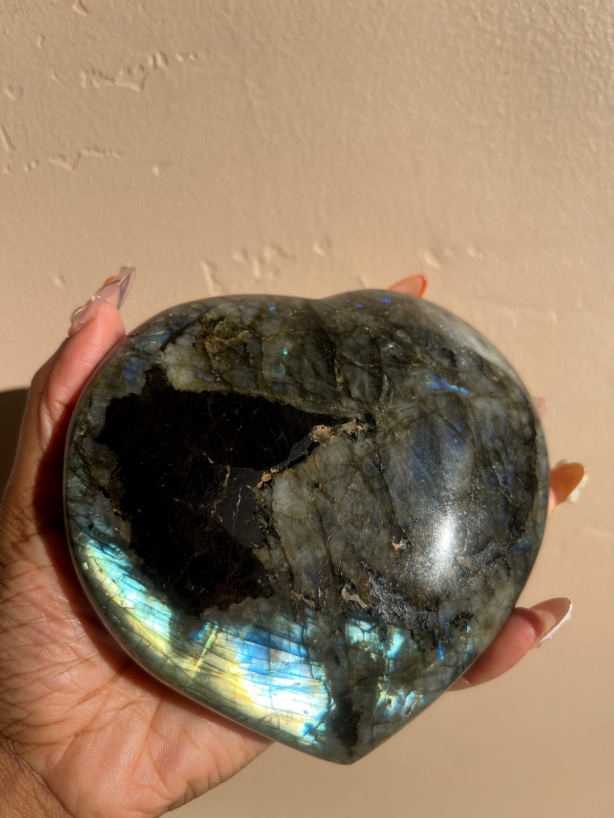 XL High Flash Labradorite Heart