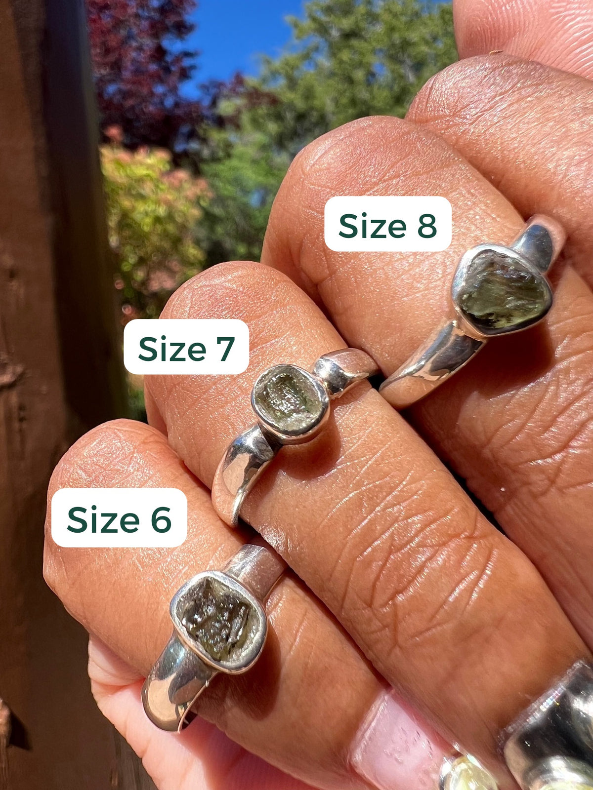 Moldavite Rings- Size 6,7,8