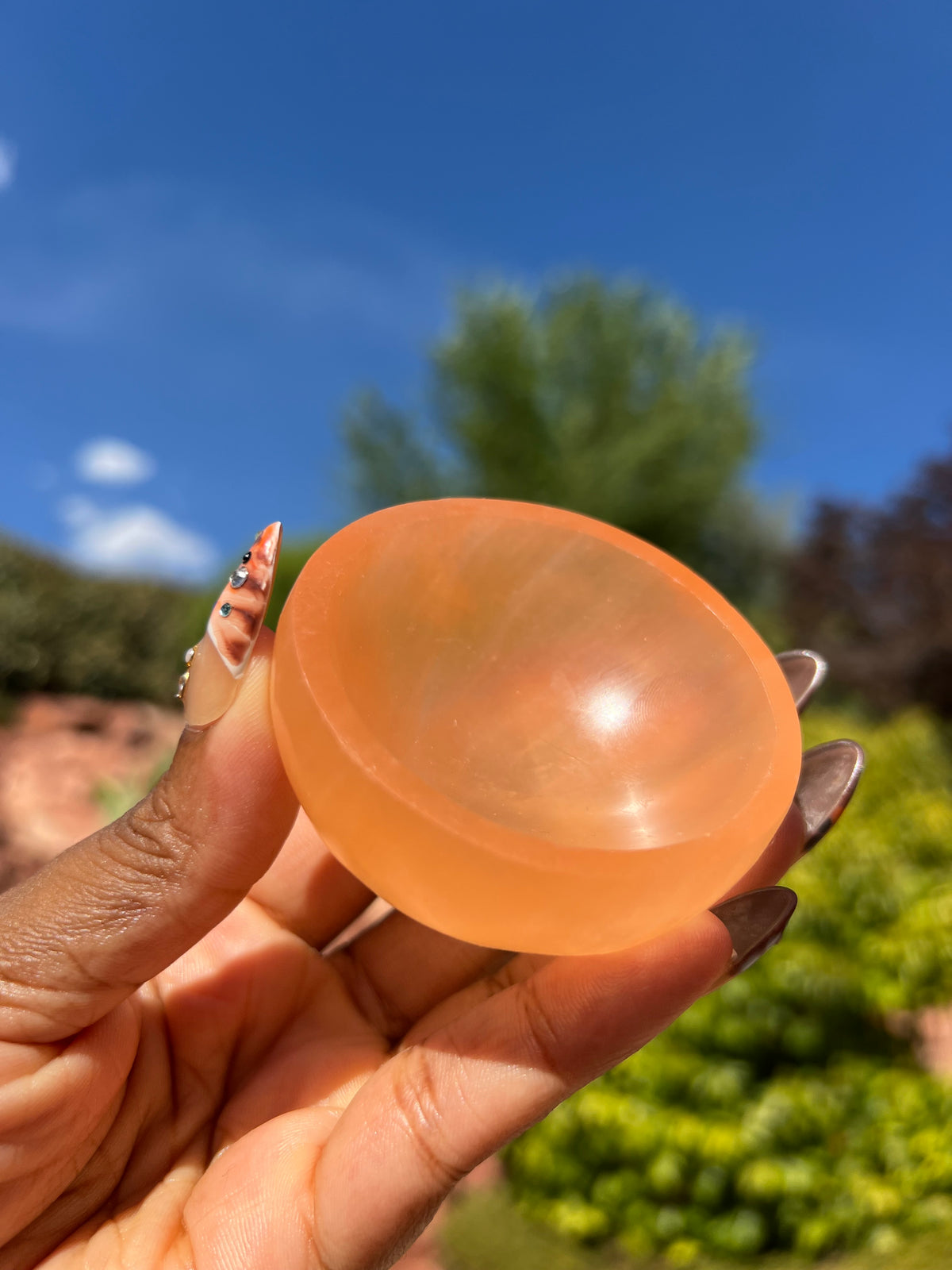 Peach Selenite (Satin Spar) Bowl