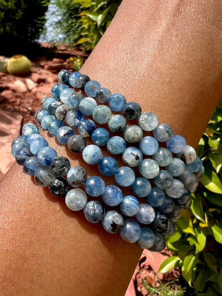 Kyanite Beaded Bracelet high quality Handmade 6mm Dainty Kyanite Gemstone Bracelet Grade AAA Kyanite Deep Blue Bracelet Unisex Bracelet Stacking Bracelet