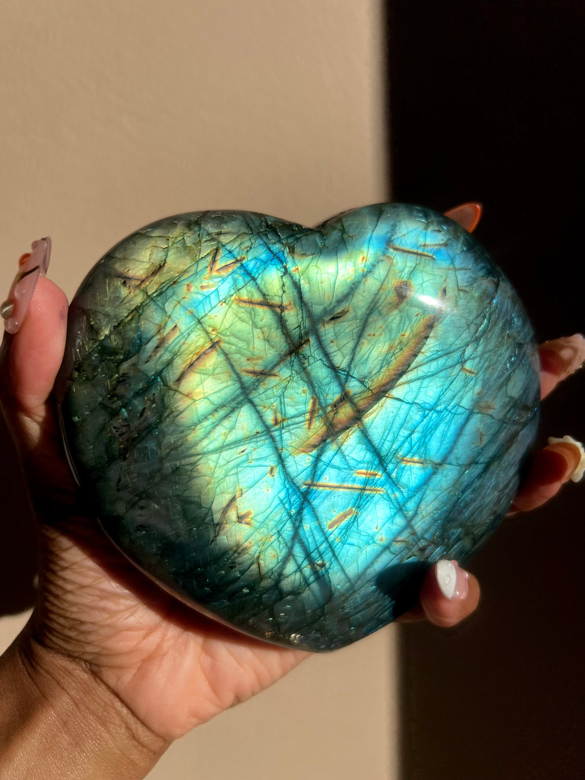 XL High Flash Labradorite Heart