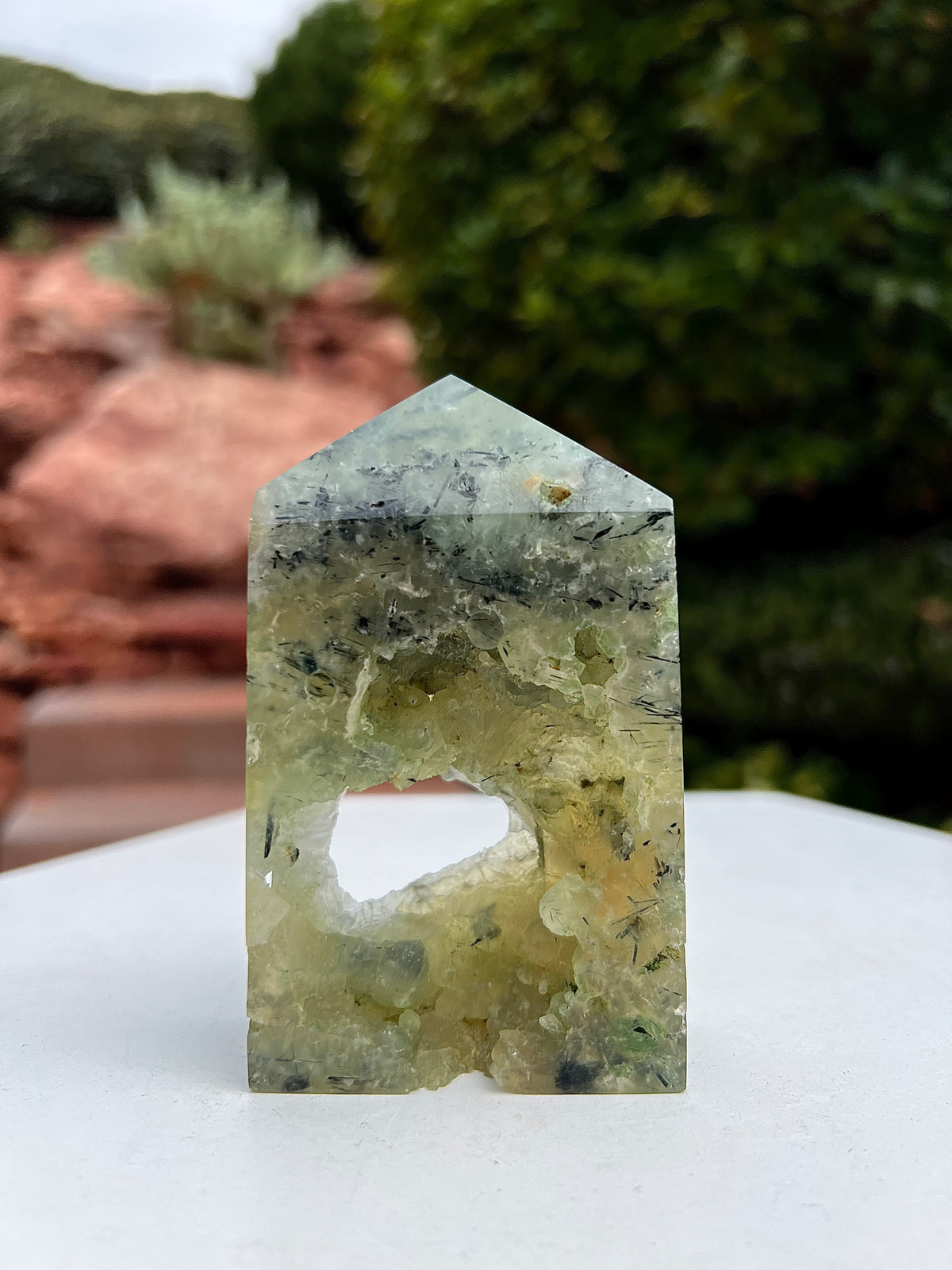 Prehnite w/ Epidote Tower- A (Perfectly Imperfect)