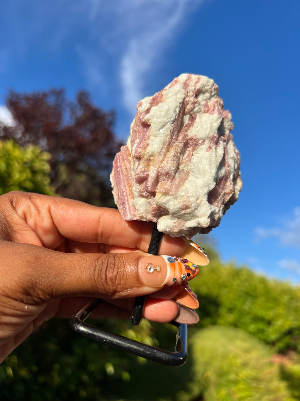 Pink Tourmaline on stand