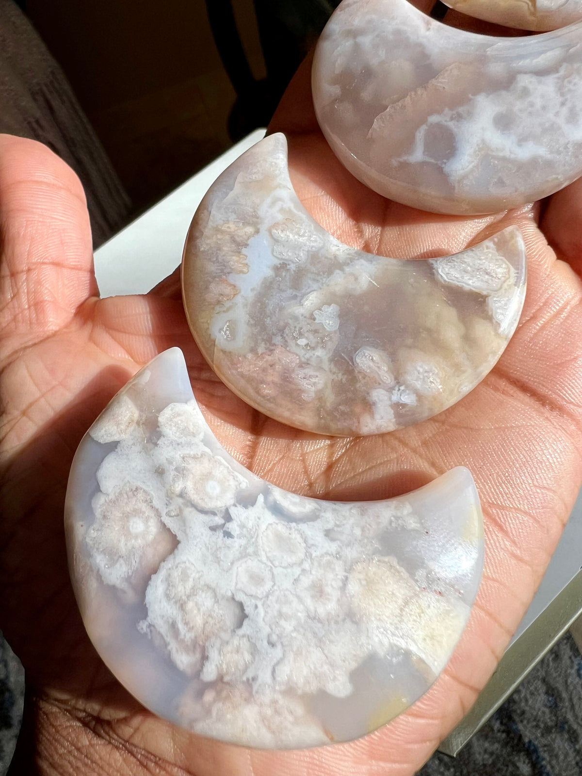 Flower Agate Moons