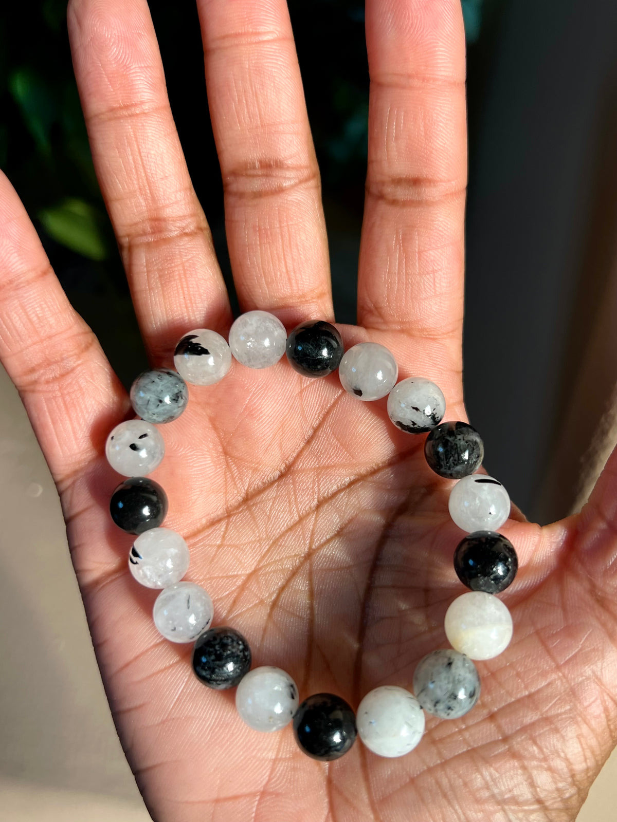 Tourmalinated Quartz bracelet  - 10mm beads