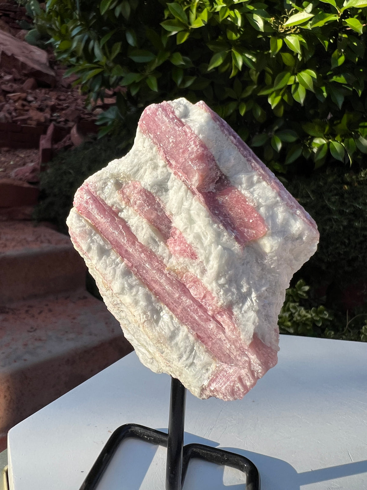 Pink Tourmaline on stand