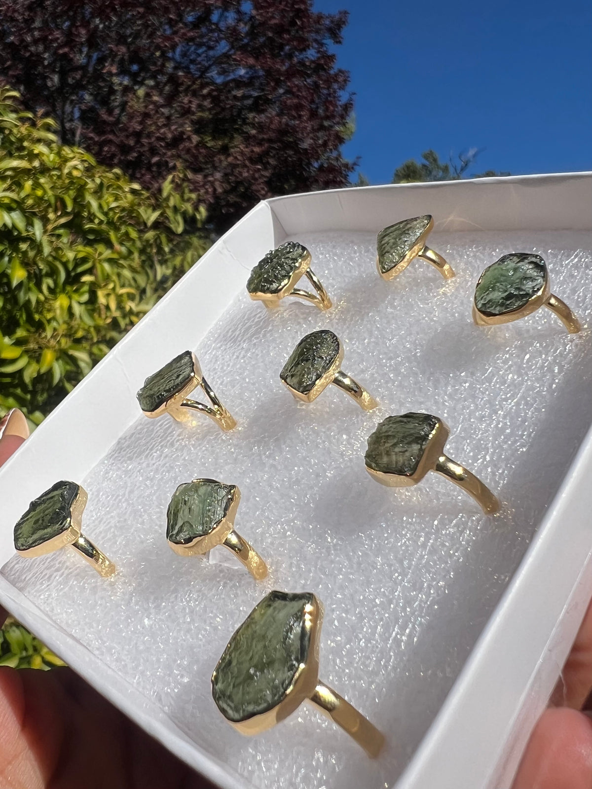 18K Gold Vermeil Moldavite Rings (Choose Your Fav)!