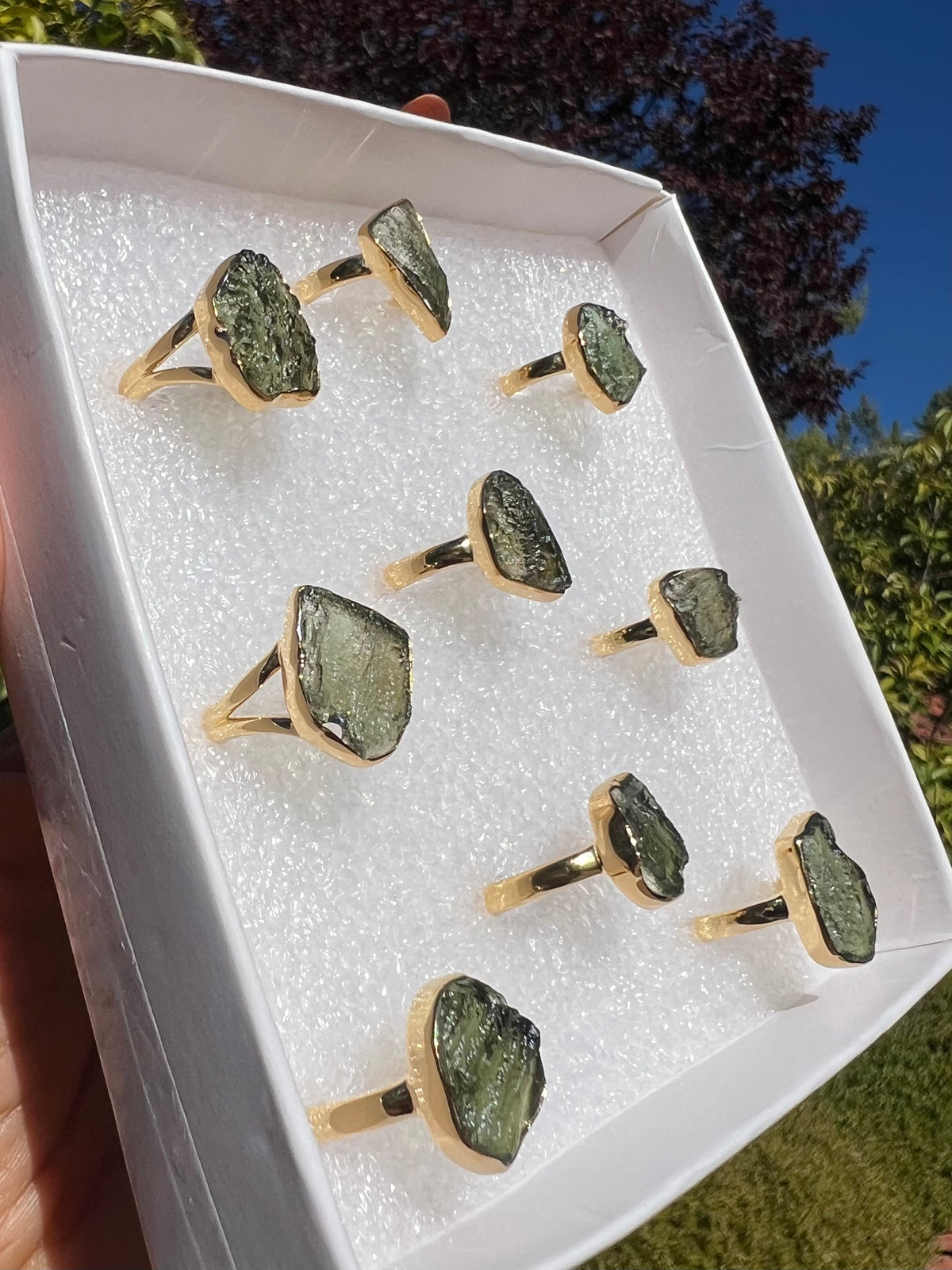 18K Gold Vermeil Moldavite Rings (Choose Your Fav)!