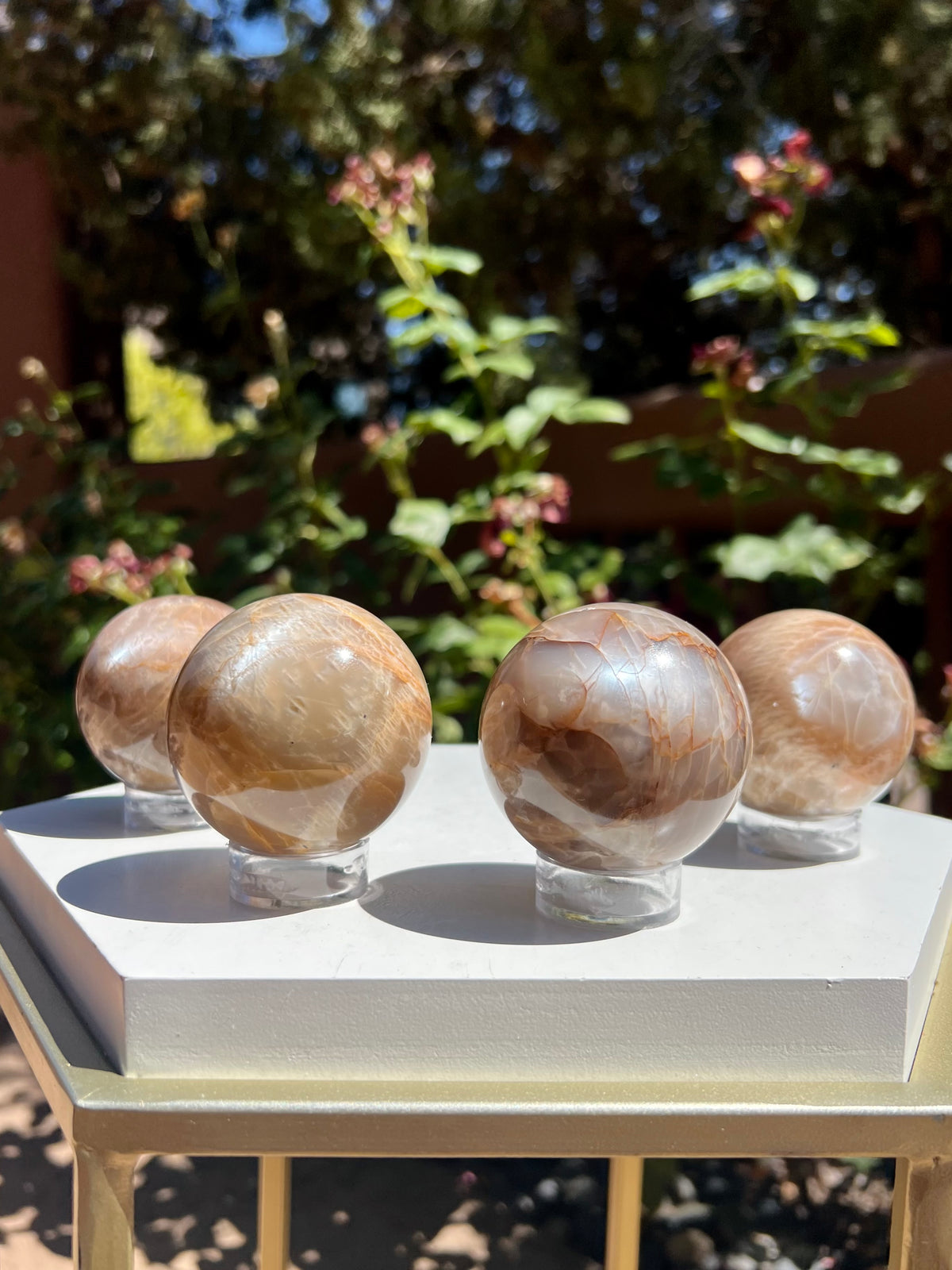 High Flash Peach Moonstone Spheres