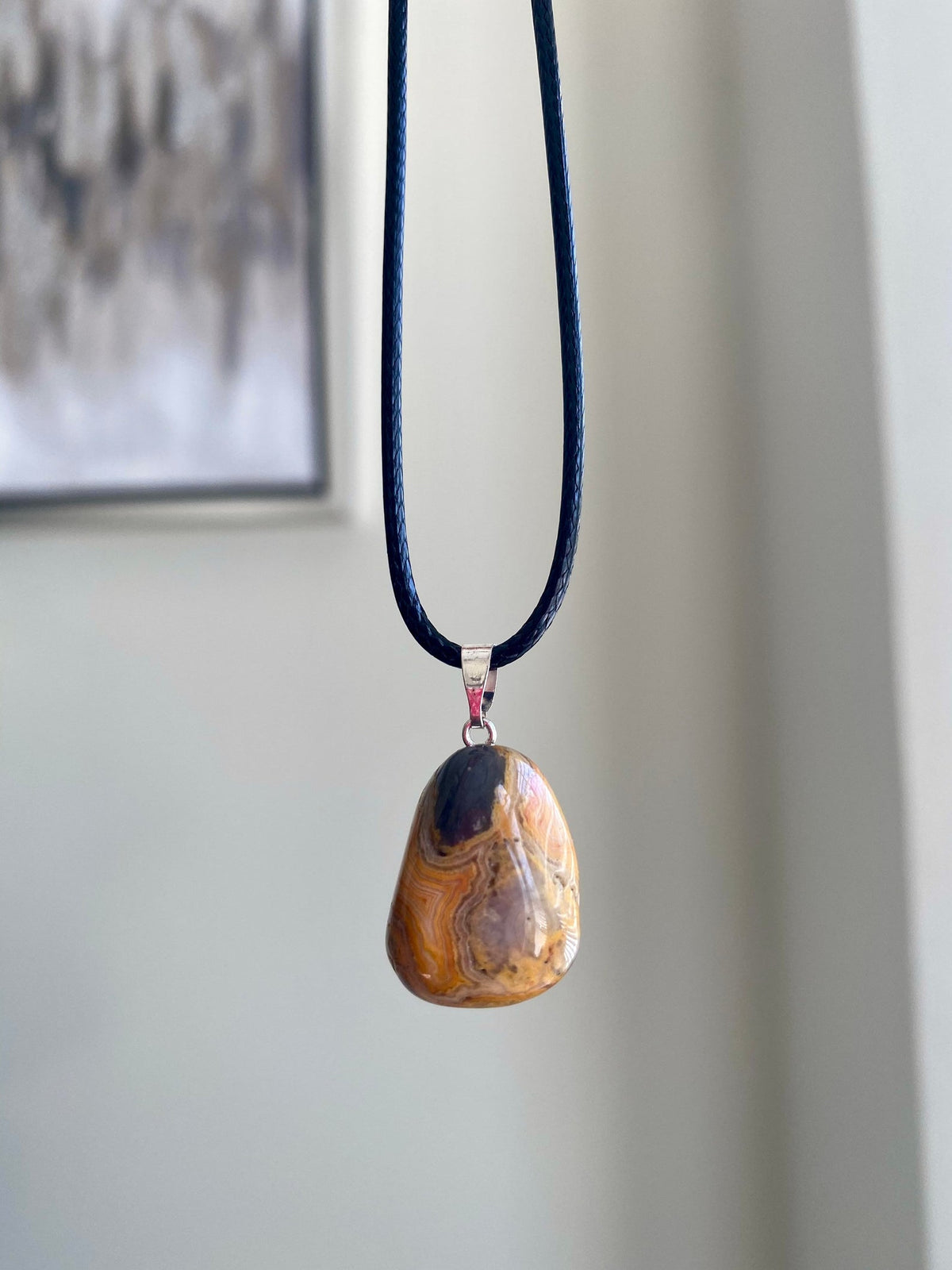 Yellow Crazy Lace Agate Pendant