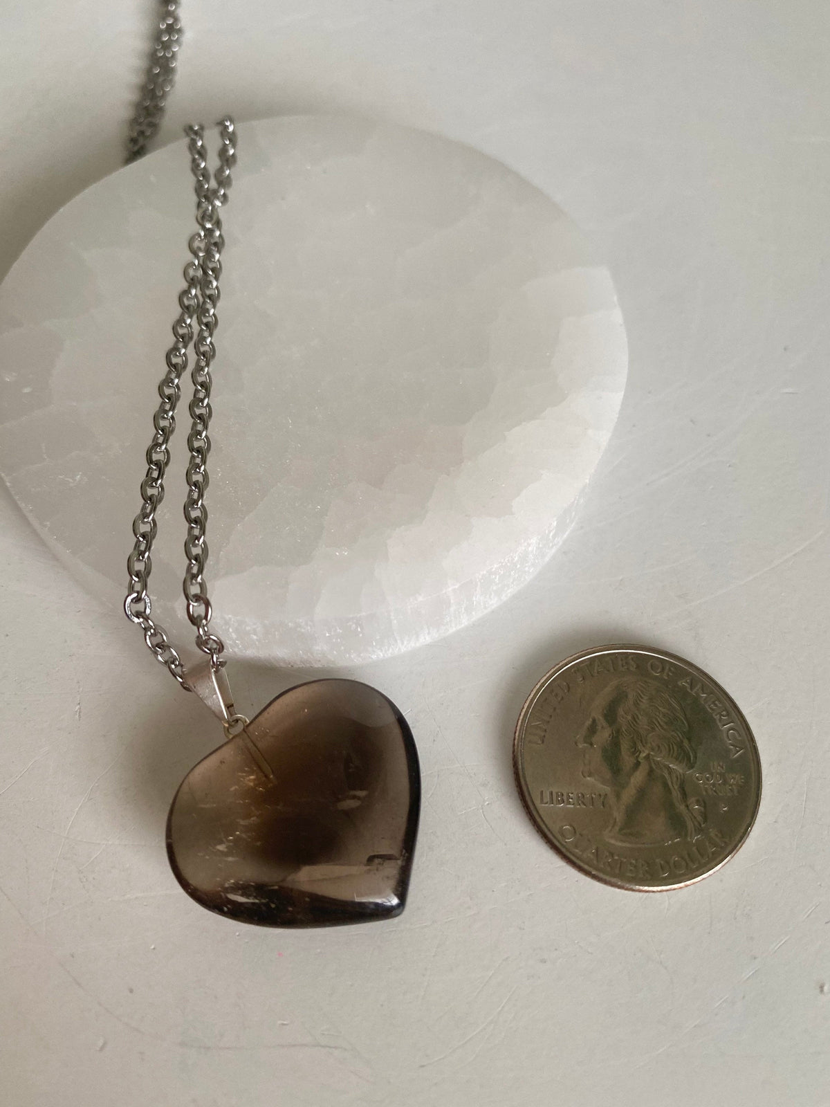 Smoky Quartz Heart Pendant with FREE chain | Smoky Quartz Necklace |