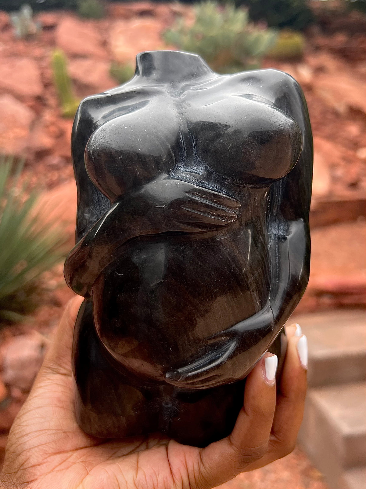 XL Silver Sheen Obsidian Goddess Body- (Pregnant)