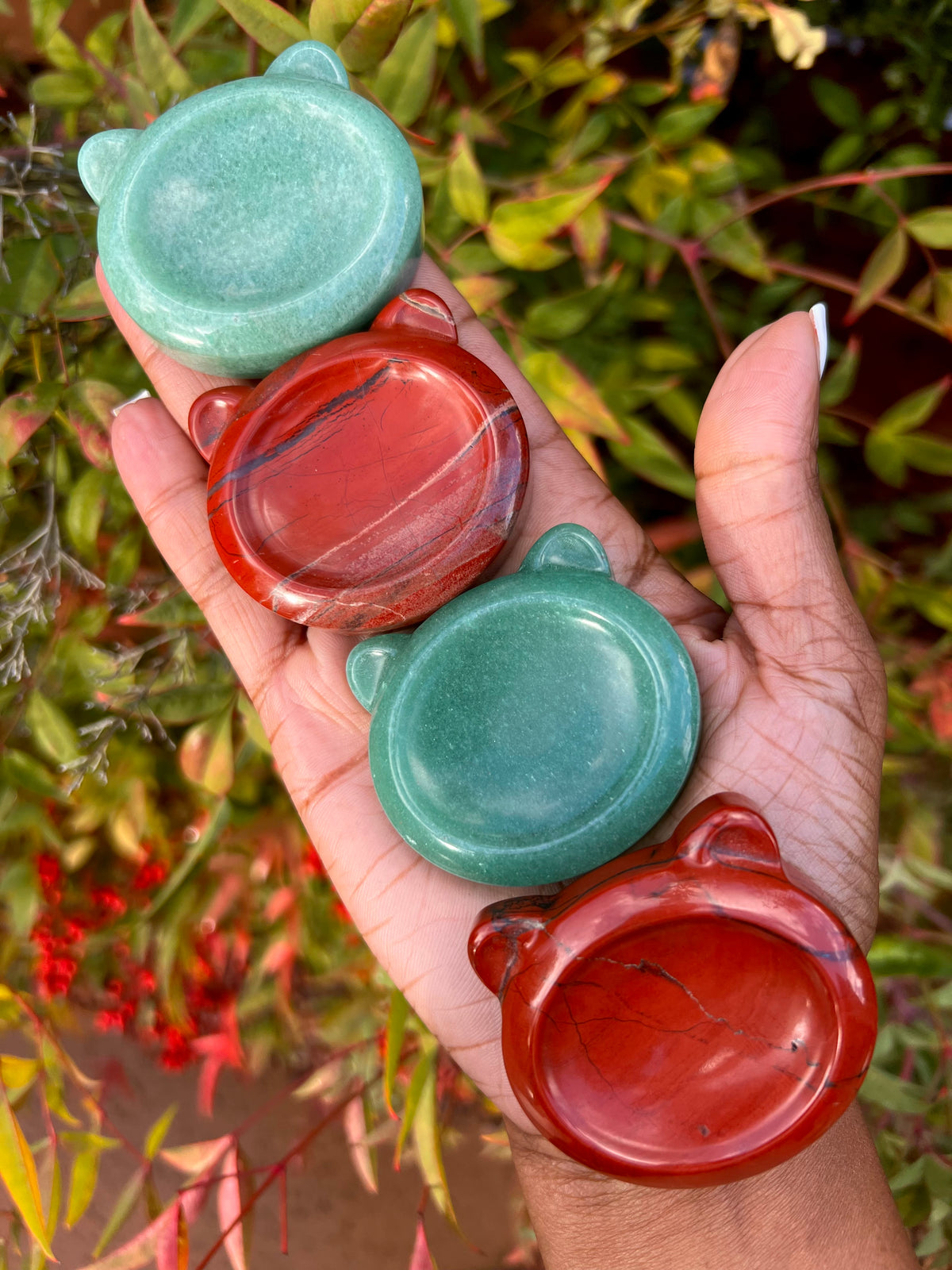 Mini Cat Bowls- Green Aventurine & Red Jasper