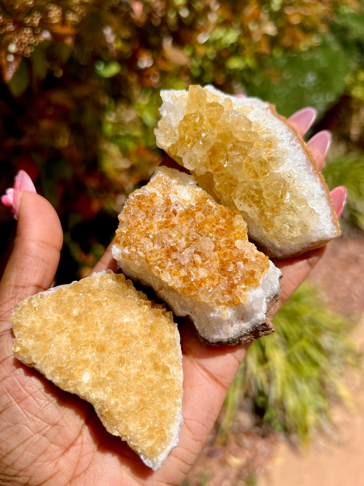 Citrine Trio (Natural Point, Heat-Treated Clusters)