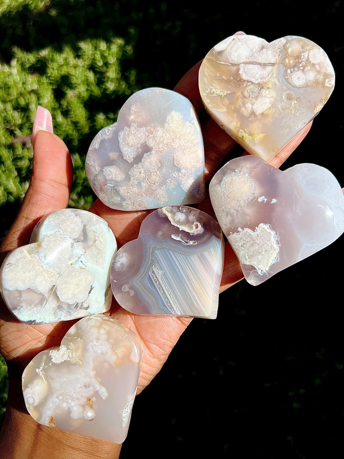 Flower Agate Hearts 🌸- Choose Your Style!
