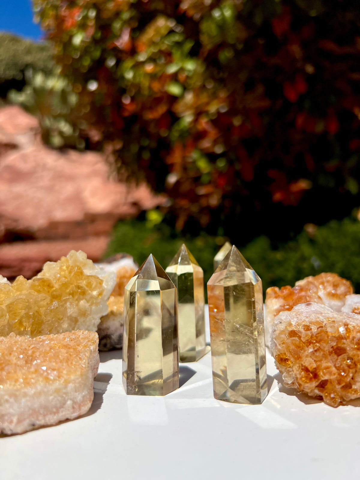 Citrine Trio (Natural Point, Heat-Treated Clusters)